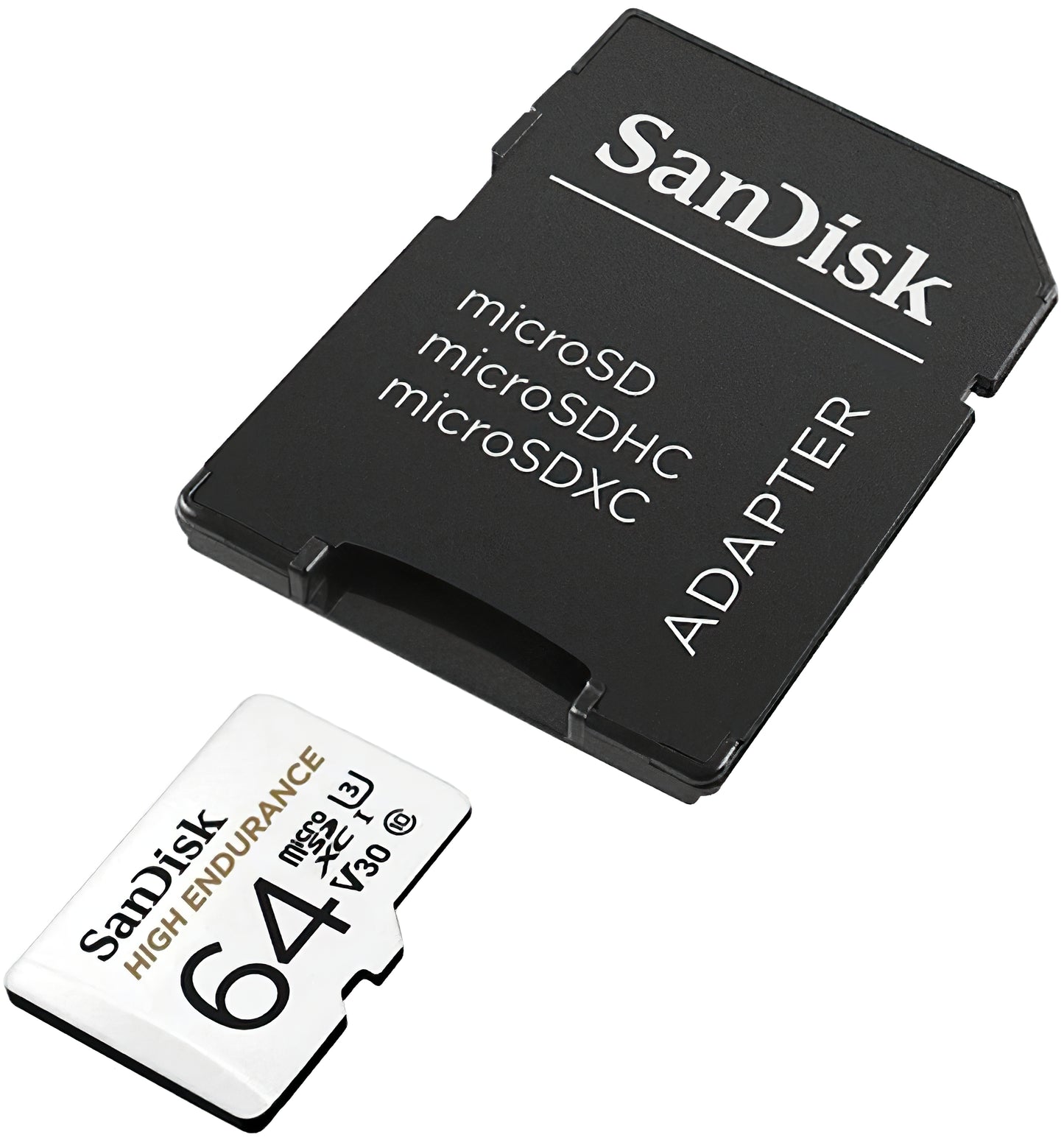 Scheda di Memoria microSDXC SanDisk High Endurance, 64Gb, Classe 10 / UHS-1 U3, Con Adattatore SDSQQNR-064G-GN6IA