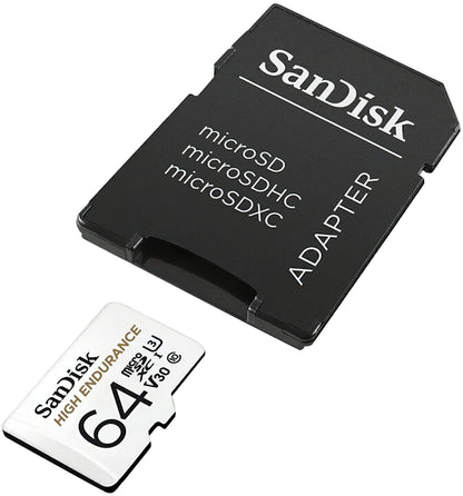 Scheda di Memoria microSDXC SanDisk High Endurance, 64Gb, Classe 10 / UHS-1 U3, Con Adattatore SDSQQNR-064G-GN6IA