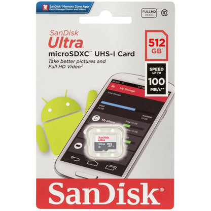 Scheda di Memoria microSDXC SanDisk Ultra, 512Gb, Classe 10 SDSQUNR-512G-GN3MN