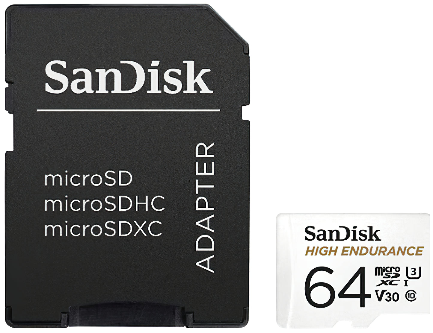 Scheda di Memoria microSDXC SanDisk High Endurance, 64Gb, Classe 10 / UHS-1 U3, Con Adattatore SDSQQNR-064G-GN6IA