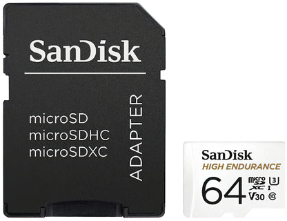 Scheda di Memoria microSDXC SanDisk High Endurance, 64Gb, Classe 10 / UHS-1 U3, Con Adattatore SDSQQNR-064G-GN6IA