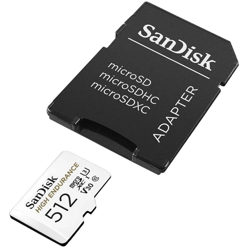 Scheda di Memoria microSDXC SanDisk High Endurance, 512Gb, Classe 10 / UHS-1 U3, Con Adattatore SDSQQNR-512G-GN6IA