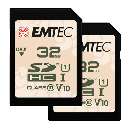 Scheda di Memoria SDHC Emtec Rugged Outdoor, 32Gb, Classe 10 / UHS-1 U1, Set 2 pezzi ECMSD32GHCU1ORP2