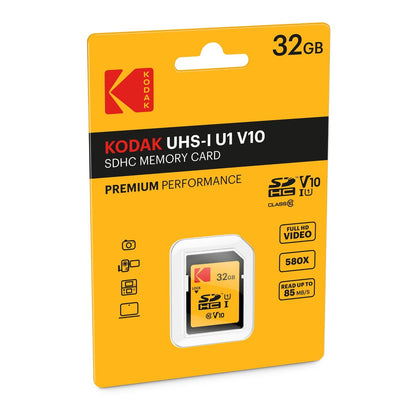 Scheda di Memoria SDHC Kodak Premium Performance, 32Gb, Classe 10 / UHS-1 U1 EKMSD32GHC10K