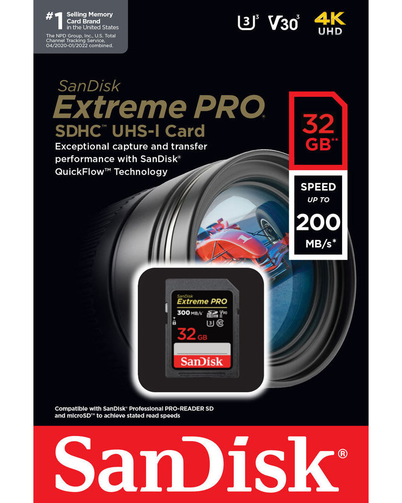 Scheda di Memoria SDHC SanDisk Extreme Pro, 32Gb, Classe 10 / UHS-1 U3 SDSDXXO-032G-GN4IN