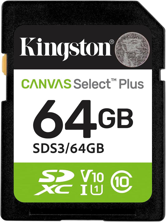 Scheda di Memoria SDXC Kingston Canvas Select Plus, 64Gb, Classe 10 / UHS-1 U1 SDS3/64GB