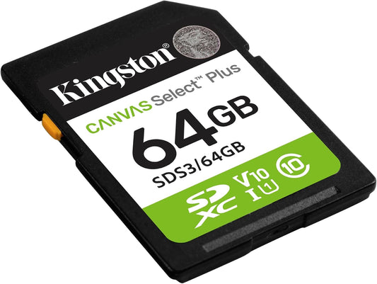 Scheda di Memoria SDXC Kingston Canvas Select Plus, 64Gb, Classe 10 / UHS-1 U1 SDS3/64GB