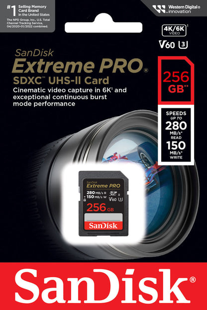 Scheda di memoria SDXC SanDisk Extreme Pro, 256Gb, Classe 10 / UHS-2 U3 SDSDXEP-256G-GN4IN