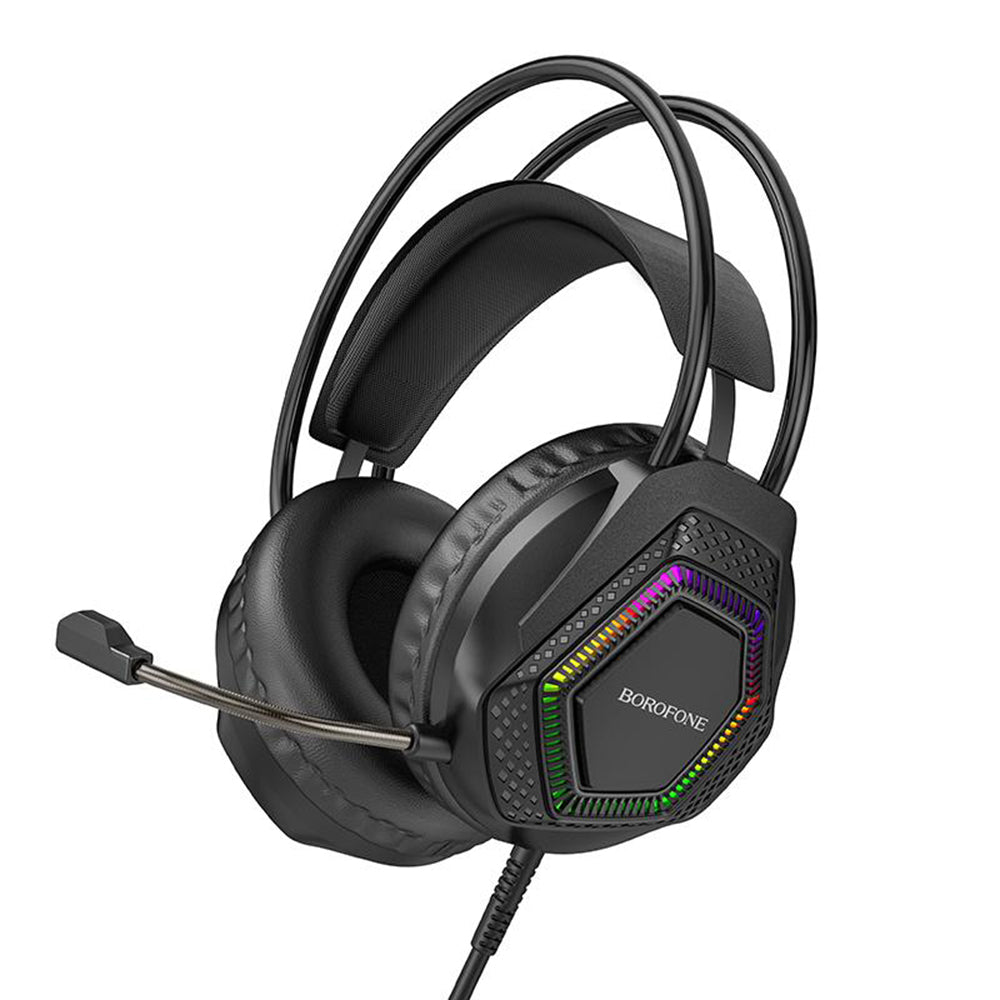 Cuffie Gaming 3.5mm Borofone BO105 Thunder, RGB, 2m, Nere