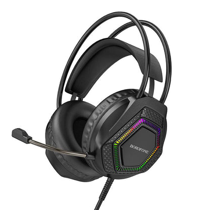 Cuffie Gaming 3.5mm Borofone BO105 Thunder, RGB, 2m, Nere