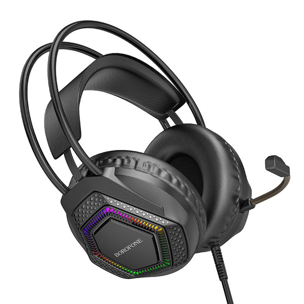 Cuffie Gaming 3.5mm Borofone BO105 Thunder, RGB, 2m, Nere