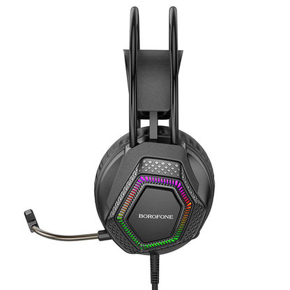 Cuffie Gaming 3.5mm Borofone BO105 Thunder, RGB, 2m, Nere