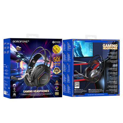Cuffie Gaming 3.5mm Borofone BO105 Thunder, RGB, 2m, Nere