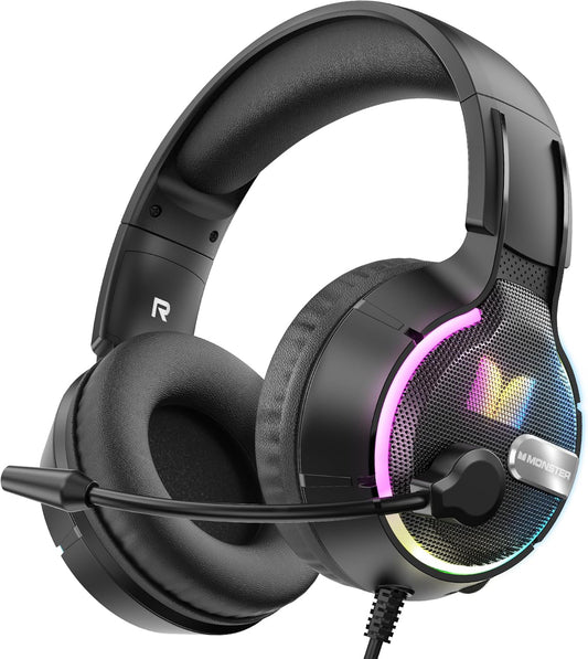 Cuffie Gaming 3.5mm Monster Mission 320, RGB, 1,9m, Nere