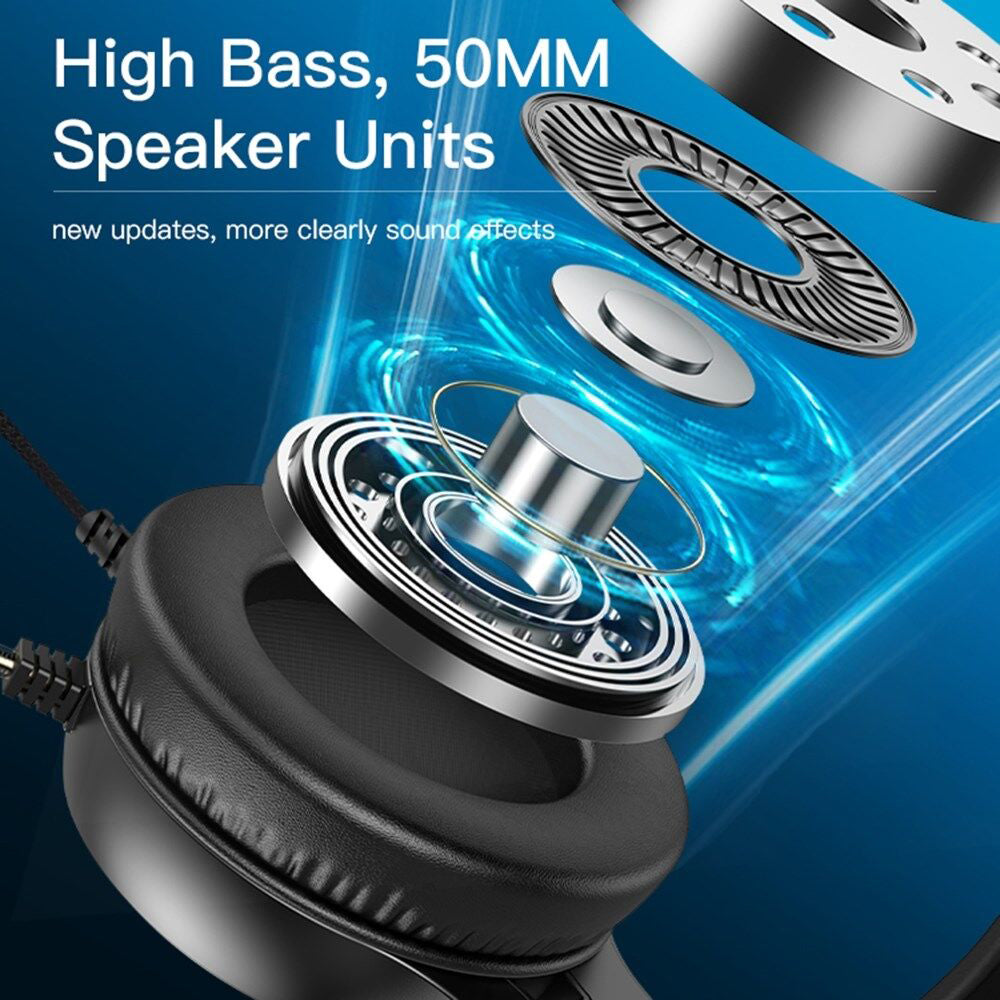 Cuffie Gaming 3.5mm Yesido EK02, RGB, 2.2m, Nere