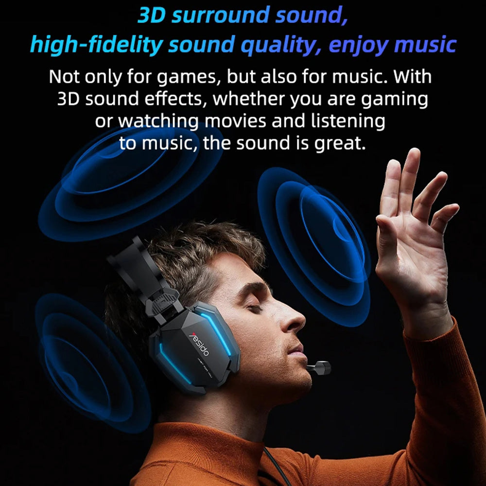 Cuffie Gaming 3.5mm Yesido EK03, RGB, 2m, Nere