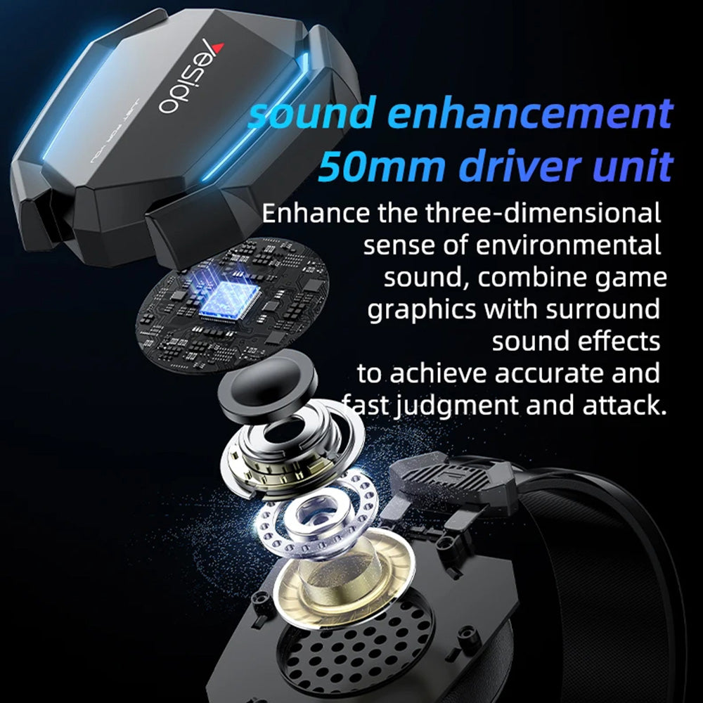 Cuffie Gaming 3.5mm Yesido EK03, RGB, 2m, Nere