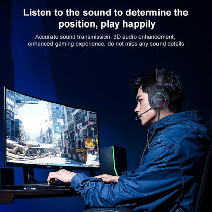 Cuffie Gaming USB Yesido EK05, RGB, 1.2m, Nere