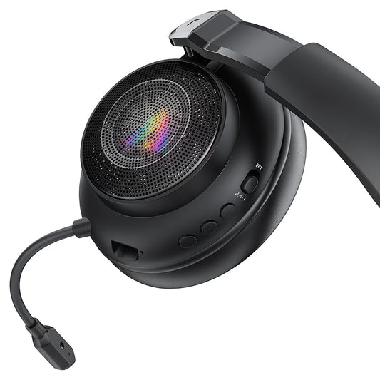 Cuffie Gaming Wireless Acefast H15, RGB, BT / Wi-FI / Cablate, Nere
