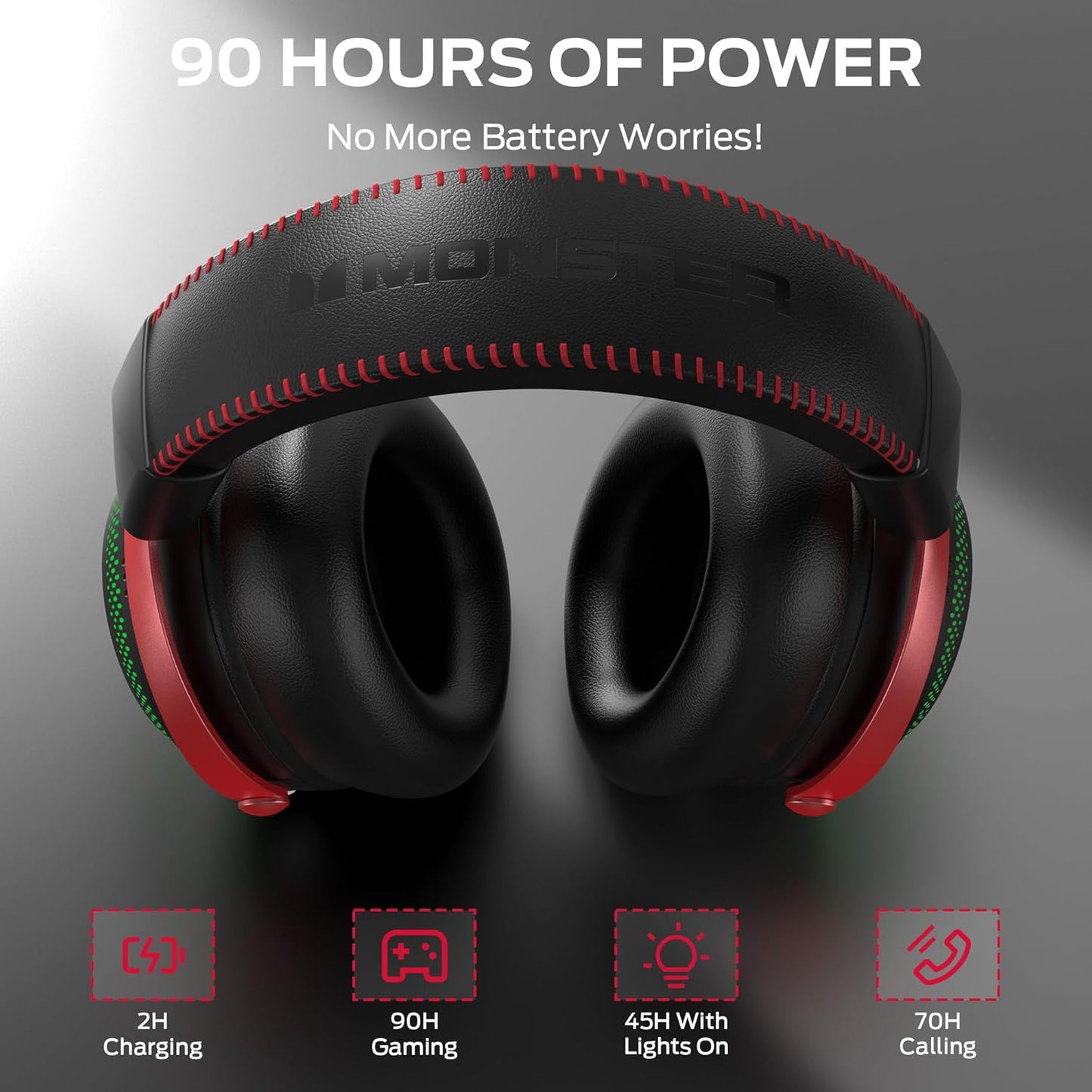 Cuffie Gaming Wireless Monster Mission 350, BT / Wi-Fi / Cablate, Nere