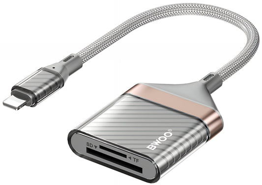 Lettore di schede Lightning BWOO BZ63, SD - microSD, Grigio