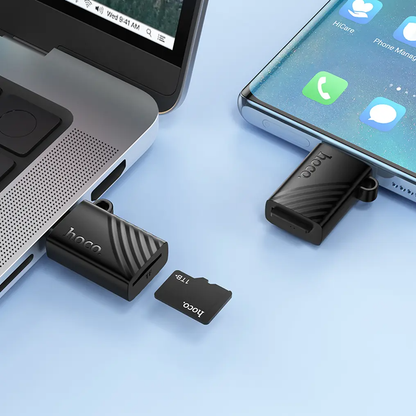 Lettore di schede USB-C HOCO HB53, microSD, Nero