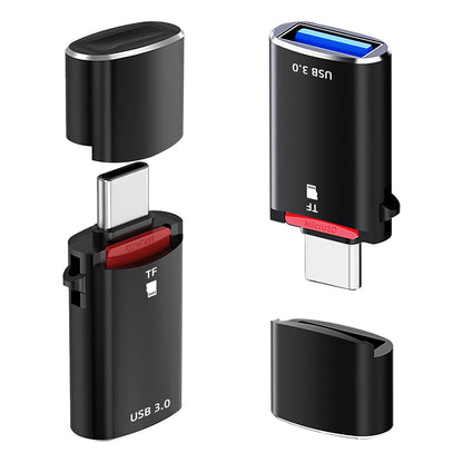 Lettore di schede USB-C Techsuit AluVoltX, USB-A (OTG) - microSD, Nero