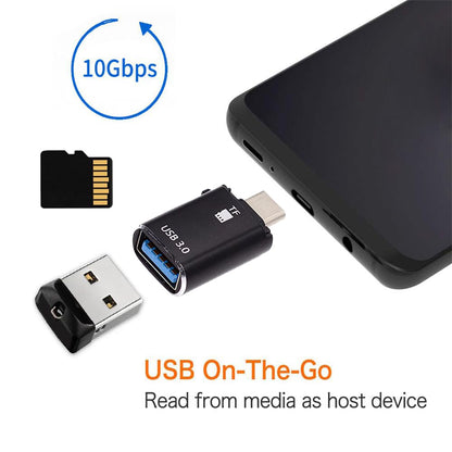 Lettore di schede USB-C Techsuit AluVoltX, USB-A (OTG) - microSD, Nero
