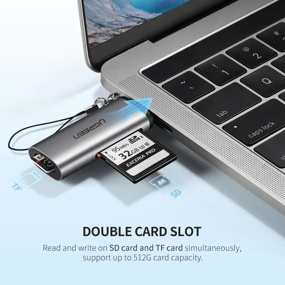 Lettore di schede USB-C UGREEN CM184, SD - microSD, Grigio