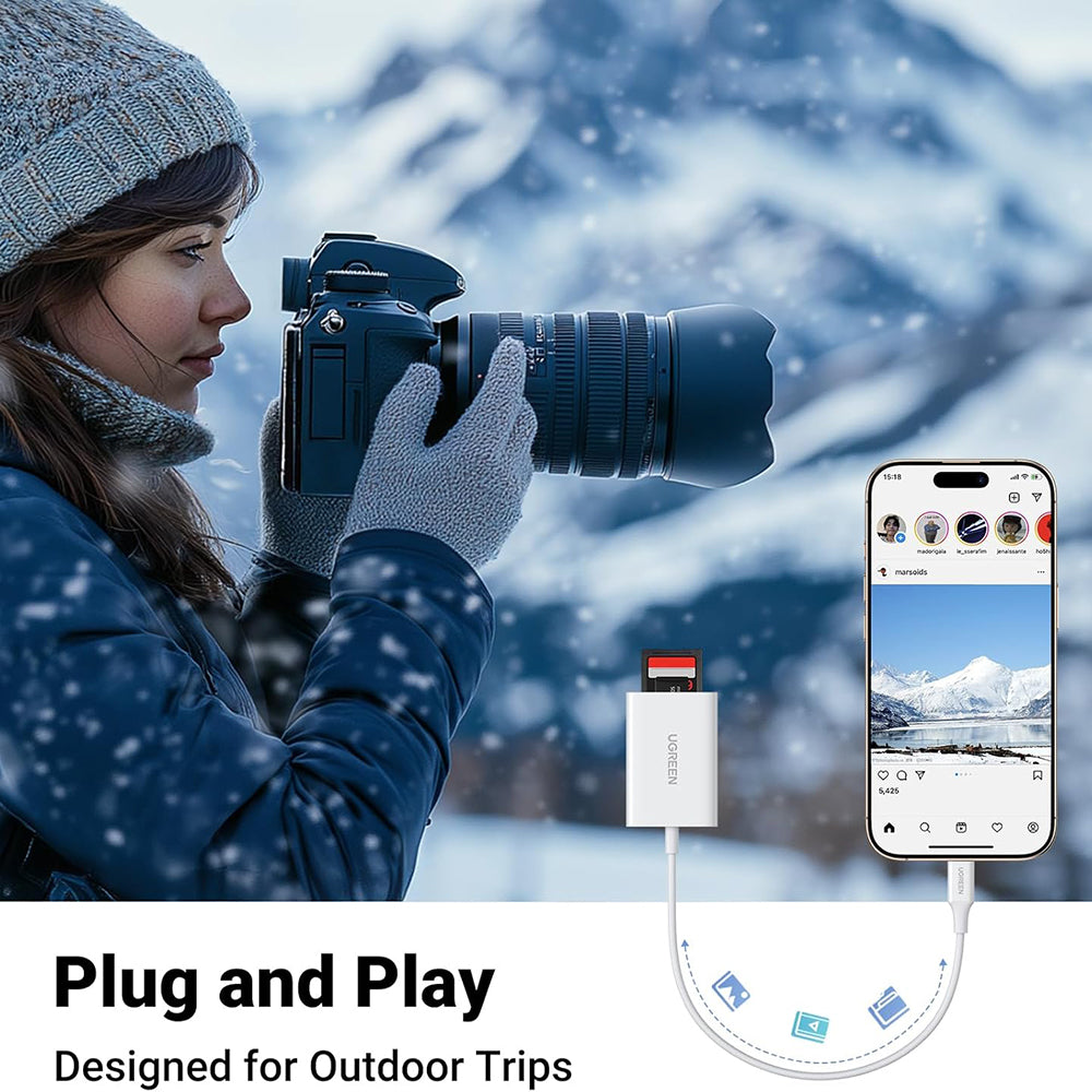 Lettore di schede USB-C UGREEN CM265, SD - microSD, Bianco