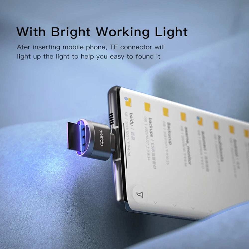 Lettore di schede USB-C Yesido GS19, USB-A (OTG) - microSD, Grigio