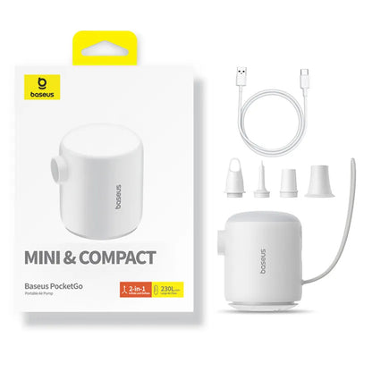 Pompa Baseus PocketGo per materassini gonfiabili, Bianca C11157700221-00