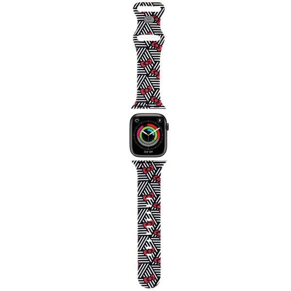 Cinturino Hello Kitty Silicone Bows & Stripes per Apple Watch 42mm / 41mm / 40mm / 38mm Series, Nero