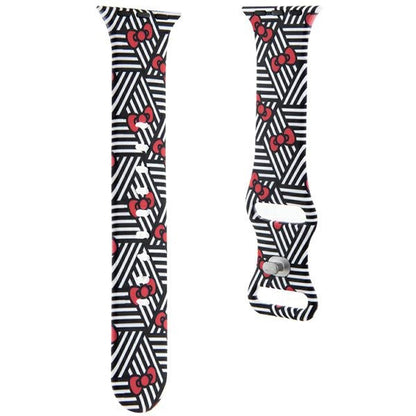 Cinturino Hello Kitty Silicone Bows & Stripes per Apple Watch 42mm / 41mm / 40mm / 38mm Series, Nero