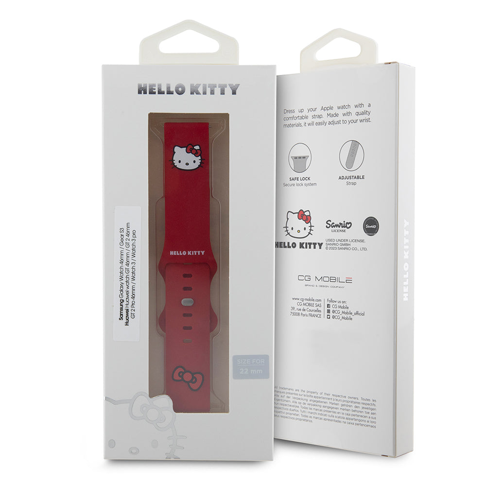 Cinturino Hello Kitty Silicone Kitty Head per Samsung Galaxy Watch / Huawei Watch 46mm / 45mm / 41mm Series, Rosso