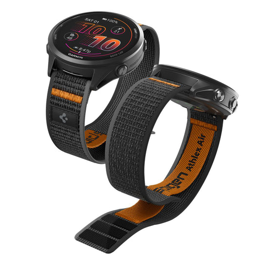 Cinturino Spigen Athlex Air 2 per Garmin Watch Venu / Forerunner Series, 22mm, Nero Arancione AMP11425