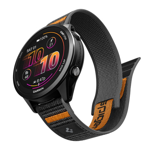 Cinturino Spigen Athlex Air 2 per Garmin Watch Venu / Forerunner Series, 22mm, Nero Arancione AMP11425