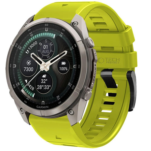 Techsuit Silicone Strap for Garmin Fenix 5X / 5X Plus / 6X / 6X Pro / 7X / 8 / 8 Pro / 9 / 9 Pro, Green
