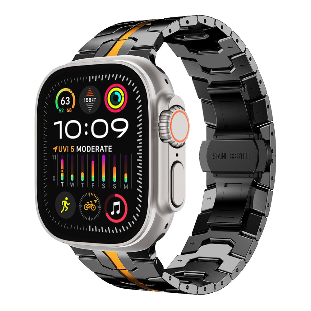 Cinturino Techsuit W063 per Apple Watch 49mm / 46mm / 45mm / 44mm / 42mm Series, Nero Arancione
