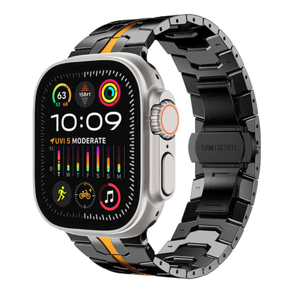 Cinturino Techsuit W063 per Apple Watch 49mm / 46mm / 45mm / 44mm / 42mm Series, Nero Arancione