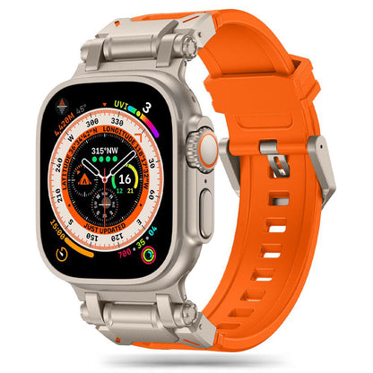 Cinturino Techsuit W064 per Apple Watch 49mm / 46mm / 45mm / 44mm / 42mm Series, Argento Arancione