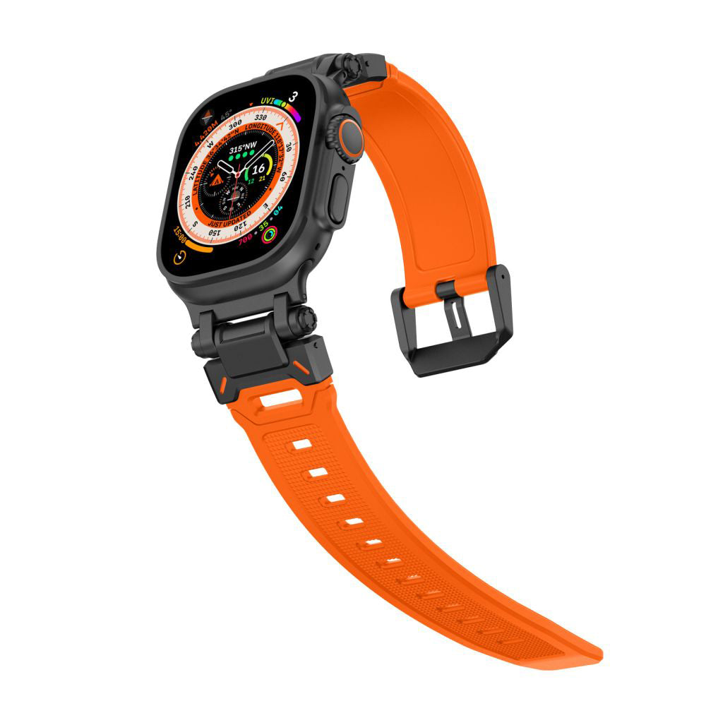 Cinturino Techsuit W064 per Apple Watch 49mm / 46mm / 45mm / 44mm / 42mm Series, Nero Arancione