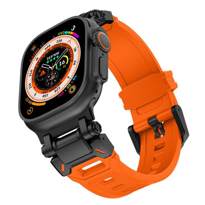 Cinturino Techsuit W064 per Apple Watch 49mm / 46mm / 45mm / 44mm / 42mm Series, Nero Arancione