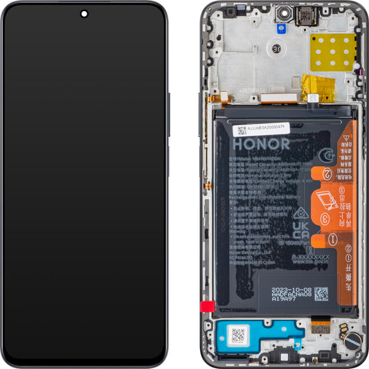 Display con touchscreen Honor 90 Lite / X8a, con cornice e batteria, nero (Midnight Black), Service Pack 0235AEUH