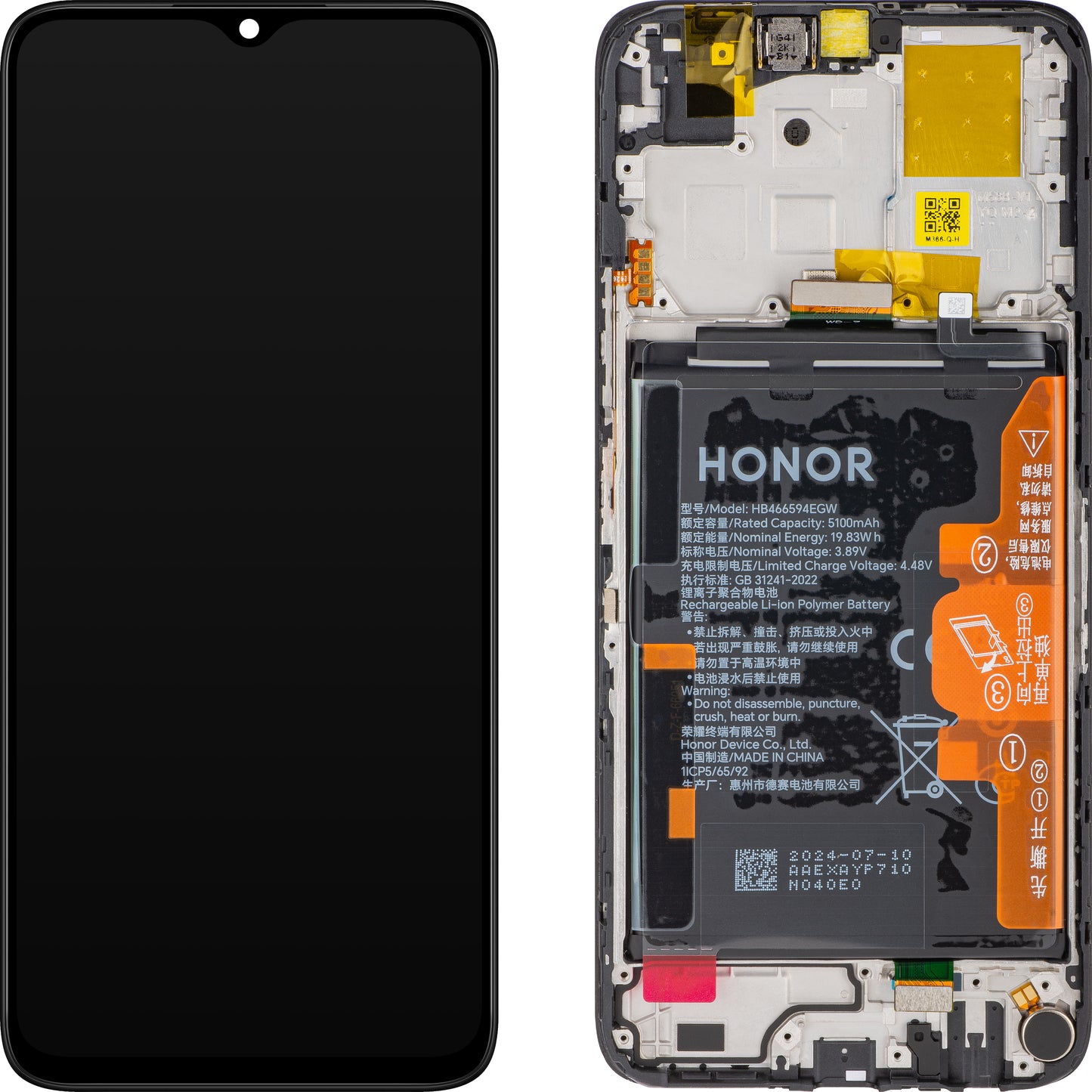 Display con touchscreen Honor X5 Plus / X6a, con cornice e batteria, nero, Service Pack 0235AJLY 