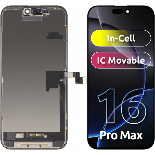Display con Touchscreen JK per Apple iPhone 16 Pro Max, con Cornice, Versione LCD In-Cell IC Movable, Nero