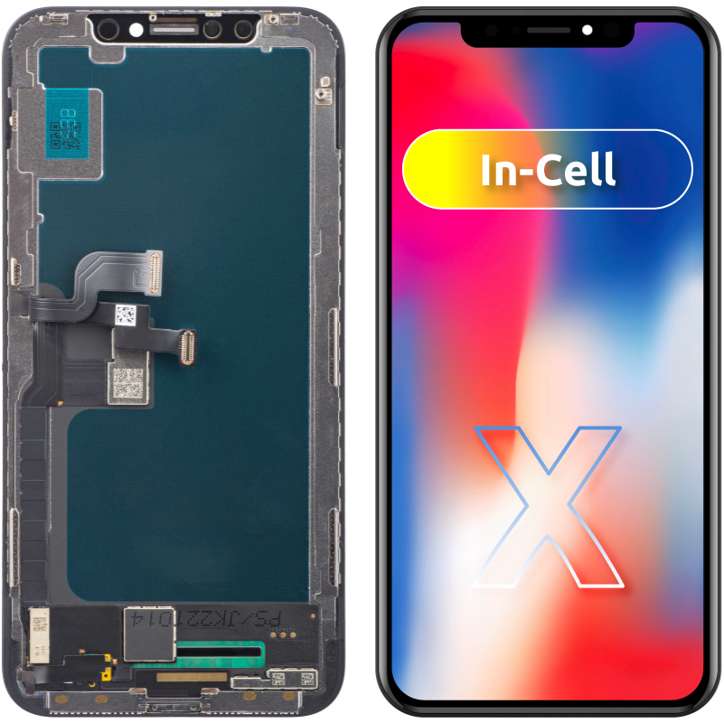 Display touchscreen JK per Apple iPhone X, con cornice, versione In-Cell LCD, nero