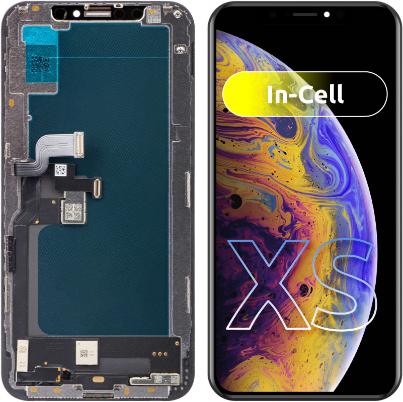 Display touchscreen JK per Apple iPhone XS, con cornice, versione In-Cell LCD, nero