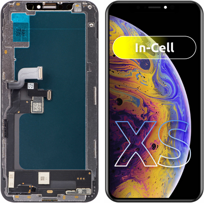 Display touchscreen JK per Apple iPhone XS, con cornice, versione In-Cell LCD, nero