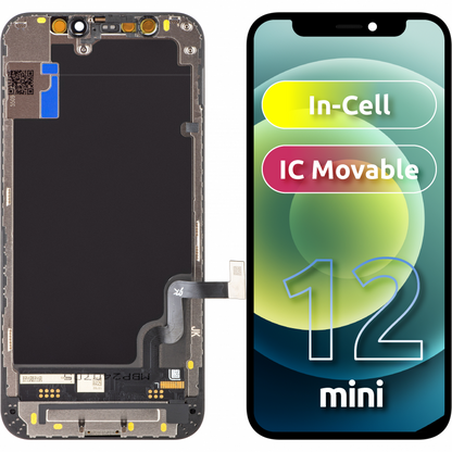 Display touchscreen JK per Apple iPhone 12 mini, con cornice, versione In-Cell LCD, nero 